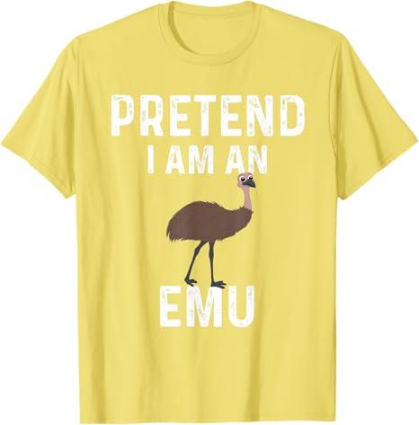 Funny Emu Design Bird Costume Emus T-Shirt, L, Lemon Yellow