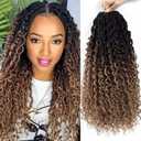Ombre Goddess Locs Crochet Hair 18 Inch 8 Packs Faux Locs Crochet Hair for Women 3 Tone Boho River Locs Hair with Curly Ends (8 Packs 1B/30/27)