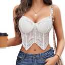 Avidlove Lace Bralettes for Women Y2k Camisole Lingerie Adjustable Strap Crop Top (Medium, White)