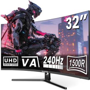 Gawfolk 32 Inch 4K 240Hz Curved Gaming Monitor, UHD 3840 x 2160, 1500R