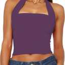 TiulZial Women Sexy Halter Neck Backless Tank Top Open Back Sleeveless Slim Fit Y2k Summer Tops, S