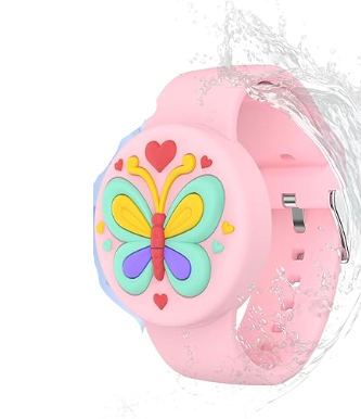 Waterproof Airtag Bracelets for Kids - (2 Pack) Soft Silicone Hidden Airtag Wristband - Lightweight GPS Tracker Holder Compatible with Apple Airtag Band for Child(Butterfly)