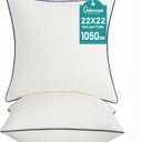 Oubonun 22 x 22 Pillow Inserts Set of 2 - Square Decorative Throw Pillows for Couch Bed Sofa Living Room 100% Polyester Filling Beige 22 Inch Pillows