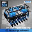 Power Tool Organizer Wall Mount, Power Drill Tool Holder, Heavy Duty Metal Tool Shelf & 3 Layers Drill Holder, Tool Shelf and Storage Rack for Garage Organization, Tool Room with 2 Side Pegboards