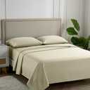 Carressa Linen 100% Egyptian Cotton Queen Sheet Set - 600 Thread Count Egyptian Cotton Queen Sheets Set (4 PC, Beach Sand) Ultra Soft, Cooling, 16" Deep Pocket Sateen Weave Luxury Hotel Bed Sheet