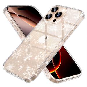 Choiche Compatible for iPhone 16 Pro Max Case, Cute Glitter Sparkly Bling Christmas Phone Case, Military-Grade Drop Protection Shockproof Cover for Women Girls (Glitter Snowflake)