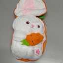 Bunny Plush Doll Toy Pillow, Reversible Carrot Strawberry Bunny Stuffed Animal with Zipper, Cute Rabbit Decoration for Kids & Adult Birthday Party Gift (1pcs 10" Carrot)