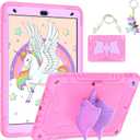 Hogenl for iPad 9th/ 8th/ 7th Generation Case for Kids with Shoulder Strap & Keychain, for iPad 10.2 Case with Unicorn Stand Pencil Holder Shockproof Full Body Protective Cover, Pink