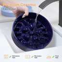 Sted Ceramic Slow Feeder Dog Bowl for Medium Large Breed, Puzzle Dog Food Bowl with Silicone Base, Maze Blue (Large-9.5 inches)