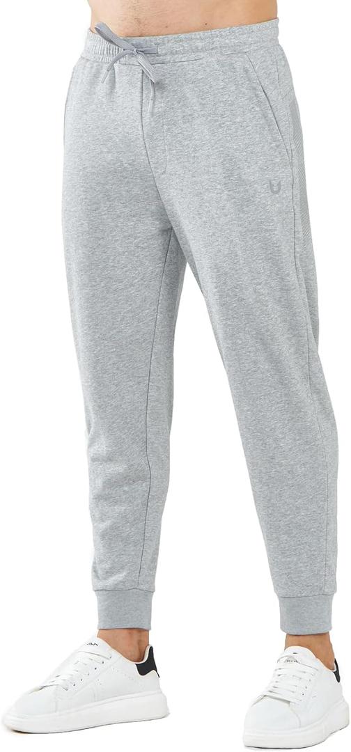 NORTHYARD Men's Cotton Athletic Jogger Sweatpants with Zipper Pockets Running Workout Gym Tapered Pants Comfy Lounge Pants (Gray, XXXL)