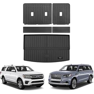 for 2018-2024 2025 Ford Expedition Max/Lincoln Navigator L Trunk Cargo Liners and 3rd Backrest Mat TPE Rubber Protection Mat Accessories (Only Fit MAX Or L)