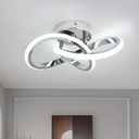 CANEOE Hallway Light Acrylic Modern LED Ceiling Light Fixtures Cool White 6000K Close to Ceiling Lights for Bedroom Bathroom Kitchen Balcony Corridor Stair Aisle Curved Creative Design Celing lamp,Color: Chrome, 6000K