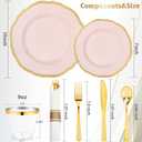 Hioasis 175pcs Pink and Gold Plastic Plates - Pink Plastic Dinnerware Set Includes 25 Dinner Plates, 25 Dessert Dinnerware, 25 Cups, 25 Napkins Perfect for Wedding & Easter & Mothers Day