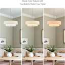 VONLUCE 18" Modern Drum Chandelier, 4-Light 2-Tier Linen Pendant Light