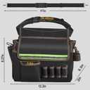 Tool Belt with Reflective Stripes - Adjustable Waist Belt & Shoulder Strap, 1680D Waterproof Oxford Fabric, Tool Pouch Belt with Stronger Long-Lasting for Electricians, Plumbers, Handymen, DIY