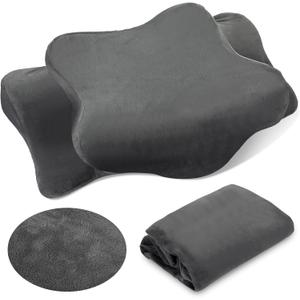 Crystal Velvet Cervical Neck Pillowcase (Only Pillowcase) Ergonomic Pillow Cover Contour Pillow Cover Warm Soft Fuzzy Cases for Side Back Stomach Sleepers Winter(Dark Gray,Queen Size)