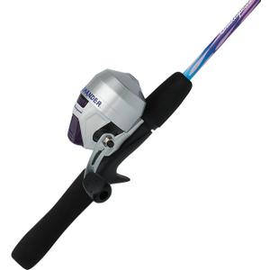 Shakespeare Salamander Spincast Reel and 4'6" Fishing Rod Combo, Pink, Size 6 Reel, Right Handle Position, 2-Piece Tubular Fiberglass Rod, Pre-Spooled Graphite Spool, Cantilever Style Drag System