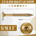 Yaocom 125 Pcs 5/16" x 3" Deck Screws Star Drive Construction Lag Screws 5lb Gold Ceramic Coated Bronze Rust Resistant for Outdoor Wood Fence Projects Stairs