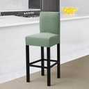 Gollense Bar Stool Covers Set of 4 Stretch Jacquard Barstool Slipcovers Washable Dining Chair Seat Covers with Back Removable Pub Counter Tall Chair Protectors for Kitchen Island Chairs (Light Green)