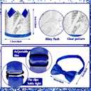 Spakon 6 Month Happy Birthday Banner Set 1/2 Happy Birthday Decorations Glitter 1/2 Half Year Cake Topper Triangle Flag Celebrations Crown Hat Bow Tie(Blue)