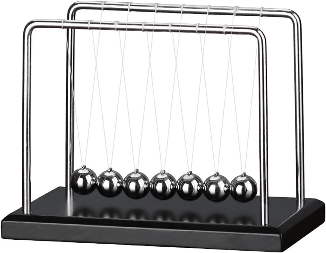 Newtons Cradle Pendulum with 7balls 50+ Sec Swingtime Glass Base Balance Ball