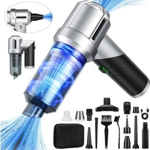 Handheld Car Vacuum Portable Cordless with 18000PA Super Suction, 4 in 1 Portable Air Blower/Car Vacuum 90°Foldable Rechargeable Brushless Motor, Gifts for Men for Home, PC