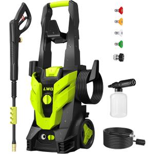 Electric Pressure Washer, 2.5 GPM Power Washer with 4 Quick Connect Nozzles, High Pressure Cleaning Machine with Foam Cannon for Cars/Fences/Driveways/Patios/Home Cleaning (Green)