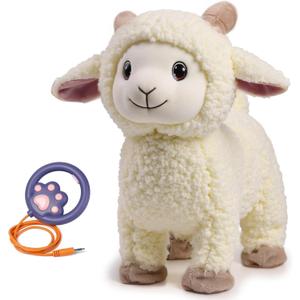 Electronic Interactive Singing Walking Lamb Plush Toy, Sheep Stuffed Animal with Leash, Soft Sheep Baby Toys Pet Buddy for Babies and Toddlers