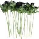 Gazaar Artificial Roses Long Stem 50pcs Fake Roses for DIY Wedding Bouquets Centerpieces Home Decorations (Black)