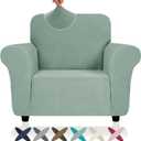 ZNSAYOTX Super Stretch Chair Slipcover (30"-47"), New Striped Sofa Chair Covers for Living Room, Dogs Pet Friendly Anti-Slip Chair Protector Spandex Armchair Slipcovers (Pea Green, Chair)