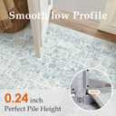 PureCozy Blue Area Rug 10x14 Machine Washable Large Vintage Living Room Distressed Non Slip Carpet Traditional Indoor Bedroom Grey Retro Floral Accent Throw Rug for Office Kitchen Dining Room