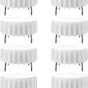 BRILLMAX 8 Pack White Round Tablecloths 90 Inch for 60 Tables - 150 GSM Polyester Fabric, 15" Standard Drop, Water, Stain & Wrinkle Resistant Cloth Cover for Wedding Reception Banquet Dining