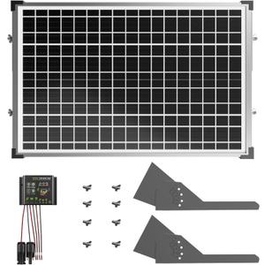 ZUMI 30W Solar Panel for Automatic Gate Opener, IP67 Door Opener Kit With Tempered Glass Tubular Mounting Bracket, Monocrystalline Solar Power System
