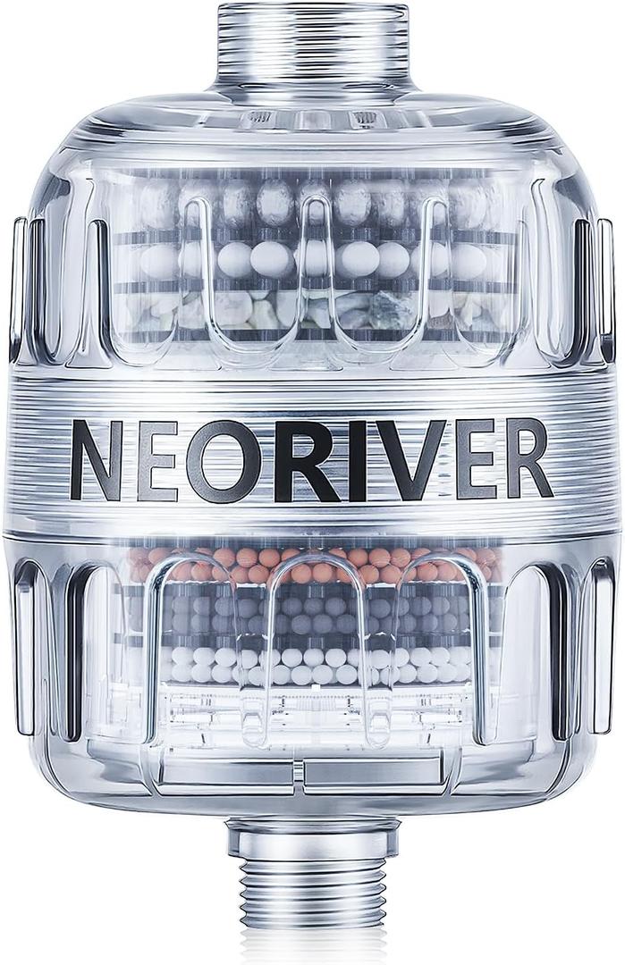 2 x Shower Filter, Improves Skin and Hair Texture, Softens Hard Water, 15 Layers Filter to Reduce Chemicals, Removes Chlorine and Harmful Substances