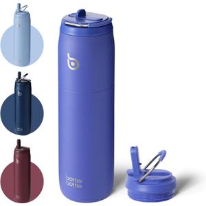 BOTTLE BOTTLE Stainless Steel Water Bottle with Straw and Lid,32 oz Vacuum Insulated Water Bottle,Stay Cold for 24 Hrs, Hot for 12 Hrs, Leak-Proof Wide Mouth Water Bottles for Men,violet blue