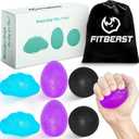 FitBeast Stress Balls for Adults, Hand Exercise Balls 6 Pack, Stress Relief & Grip Strength Trainer, Squishy Balls & Squeeze Balls for Arthritis, Carpal Tunnel, Hand Therapy with 3 Resistance Levels (Teal Blue, Amethyst Purple, Midnight Black)