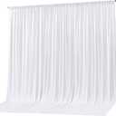 White Backdrop Curtain 10x10ft - Wrinkle Free Polyester Photo Curtain Backdrop Wedding Back Drop Fabric Drapes for Party Decorations Background for Photography