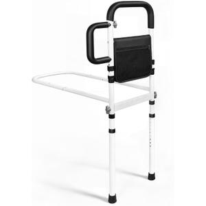 Bed Rails for Elderly Adults Safety, ASTM Certified Bed Rail for Seniors with Motion Sensor Light, Non-Slip Handle & Storage Bag, Height Adjustable Bed Assist Bar with 400LBS Support, Dark Black (Large)