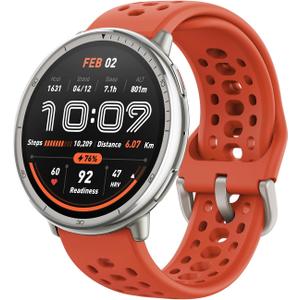Amazfit Active 2 Smart Watch 44mm, GPS Maps with Direction, Fitness Tracker, 10 Day Battery, Sleep Monitor, 160+ Sport Modes, Water Resistant, for Android & Apple iPhone, Red Silicone