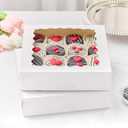 Kucoele 20 PCS Pie Boxes, 10 x 10 x 2.5 Inches Bakery Boxes with Window, Auto-Popup Cookie Boxes White Treat Boxes for Chocolate Strawberries, Pastries, Muffins, Donuts