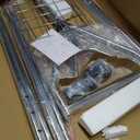 Heavy Duty Clothes Rack for Hanging Clothes, Double Rods Clothing Rack with Lockable Wheels, Rolling Garment Racks with Shelf, Easy to Assemble, Silver