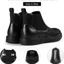 Hantatop Chelsea Boots Men Genuine Leather Casual Dress Boots Comfortable Classic Brogue Wingtip Slip On Ankle Chukka Boots for Office Casual Travel, Black US 10