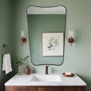 ANDY STAR Brushed Bronze Asymmetrical Mirror, 24"x36" Bathroom Mirror with Premium Stainless Steel Thin Frame, Antique Butterfly-Inspired Designer Mirror, Ideal for Bathroom, Powder Room, Entryway