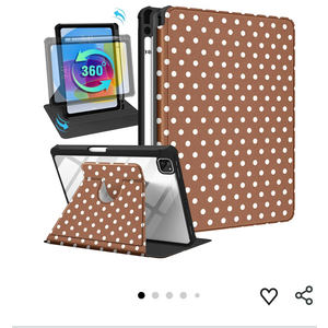 for iPad Air 11 inch Case for iPad Pro 11 inch Case - 360 Rotating Stand Folio Smart Cover with Pencil Holder for Women Girls, Brown Polka for Air 4th/5th/M2 2024/M3 2025, Pro 1/2/3/4 Gen