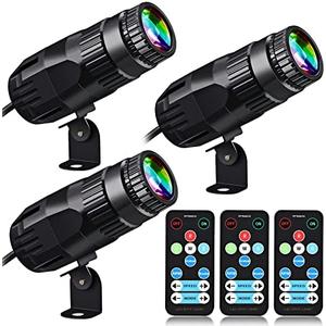 Tarpop  Disco Spotlights with  Remote Bright Mirror Pinspot Light 15W RGBW LED Beam Stage Light 4 in 1 Stage Lighting for DJ Dance Party (Black)