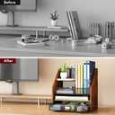 Homsorout Wooden Desk Organizer - Mesh File Organizer with Drawers and Pen Holder - 4-Tier Vertical Paper Letter Storage Tray, Desktop Organizers and Accessories for Home Office