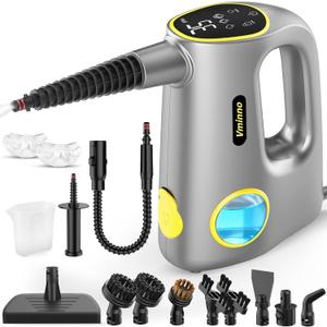Handheld Pressurized Steam Cleaner for Home - 15s Heat-Up 3-Level Adjustable Steam Cleaner with 14pcs Accessories, Multi-Surface Steamer for Cleaning Car Detailing, Tile, Grout, Chemical-Free(Grey)