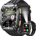 Smart Watches for Men, 1.95'' Mens Military Smart Watch for Android & iPhone, Waterproof Fitness Tracker Watch with Flashlight/100 Days Battery Life/Call/Heart Rate Sleep Monitor/100+ Sport Modes