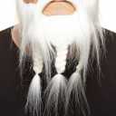 Mustaches Self Adhesive Captain Fake Mustache and Beard, Novelty, Braided, False Facial Hair, Costume Accessory for Adults, White Color