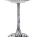 Pure Garden Outdoor Antique-Style Bird Bath - Weather-Resistant Polyresin Basin with Vintage Design and Ground Stakes - Yard and Patio Decor (Gray)